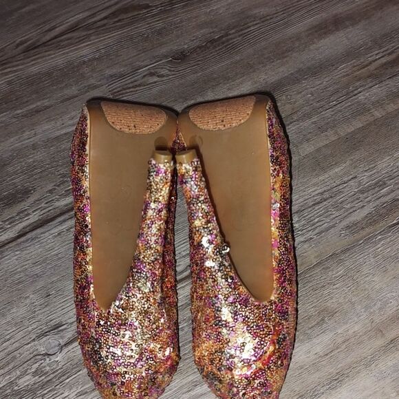 Jessica Simpson multi colored closed square toe sequin 5.5” pumps, size 8.5 - Picture 9 of 9